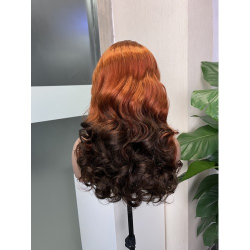 #350/4 Ombre Double Drawn Bouncy Curl 13x4 Transparent Lace Full Frontal 300% Density Wig | Human Hair Wig | Lace Front